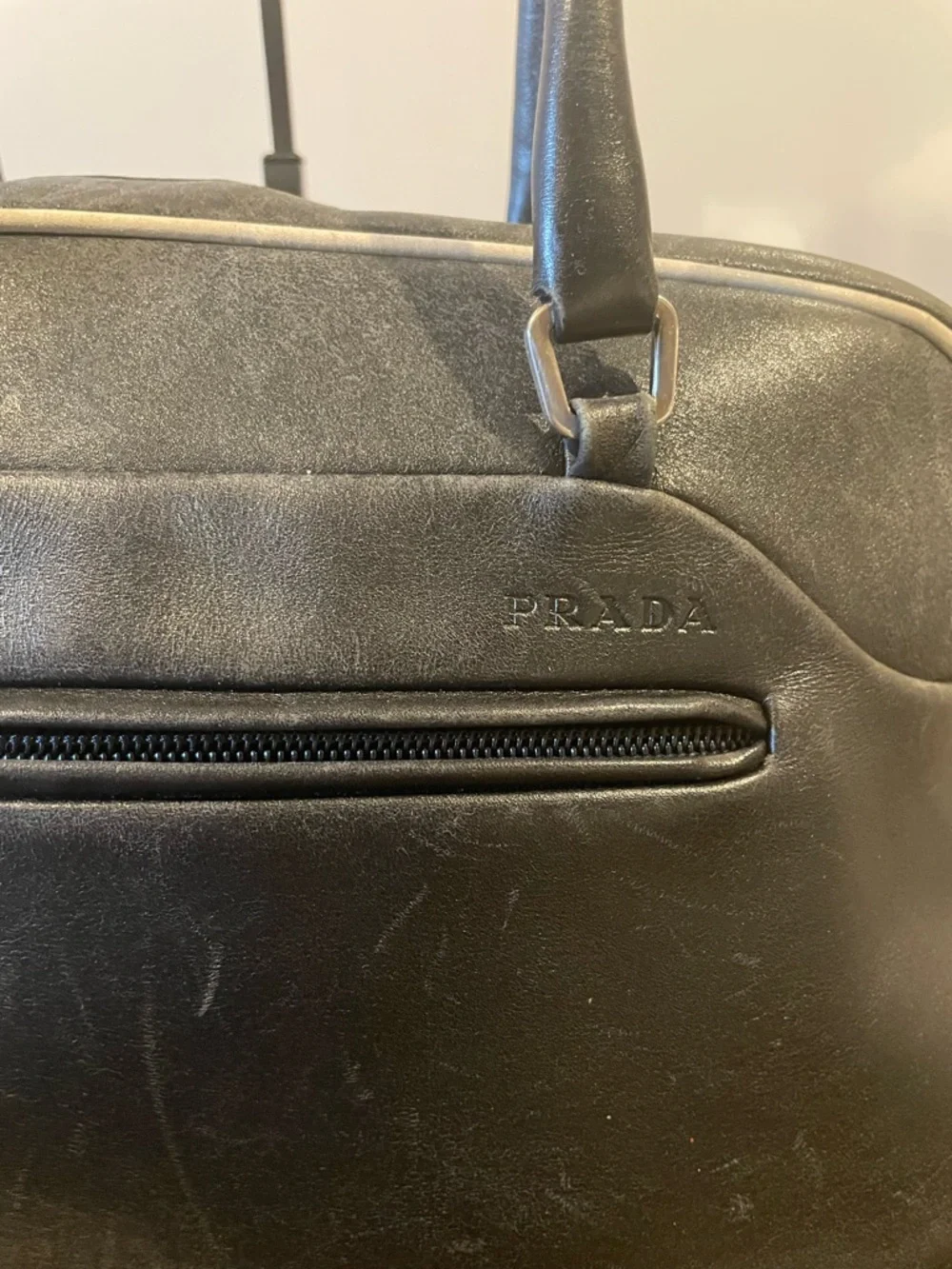 Prada Black Women's Tote Bag with Cream Trim